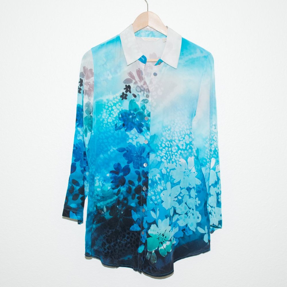 Soft Surroundings Jolene Printed Silk Button Down